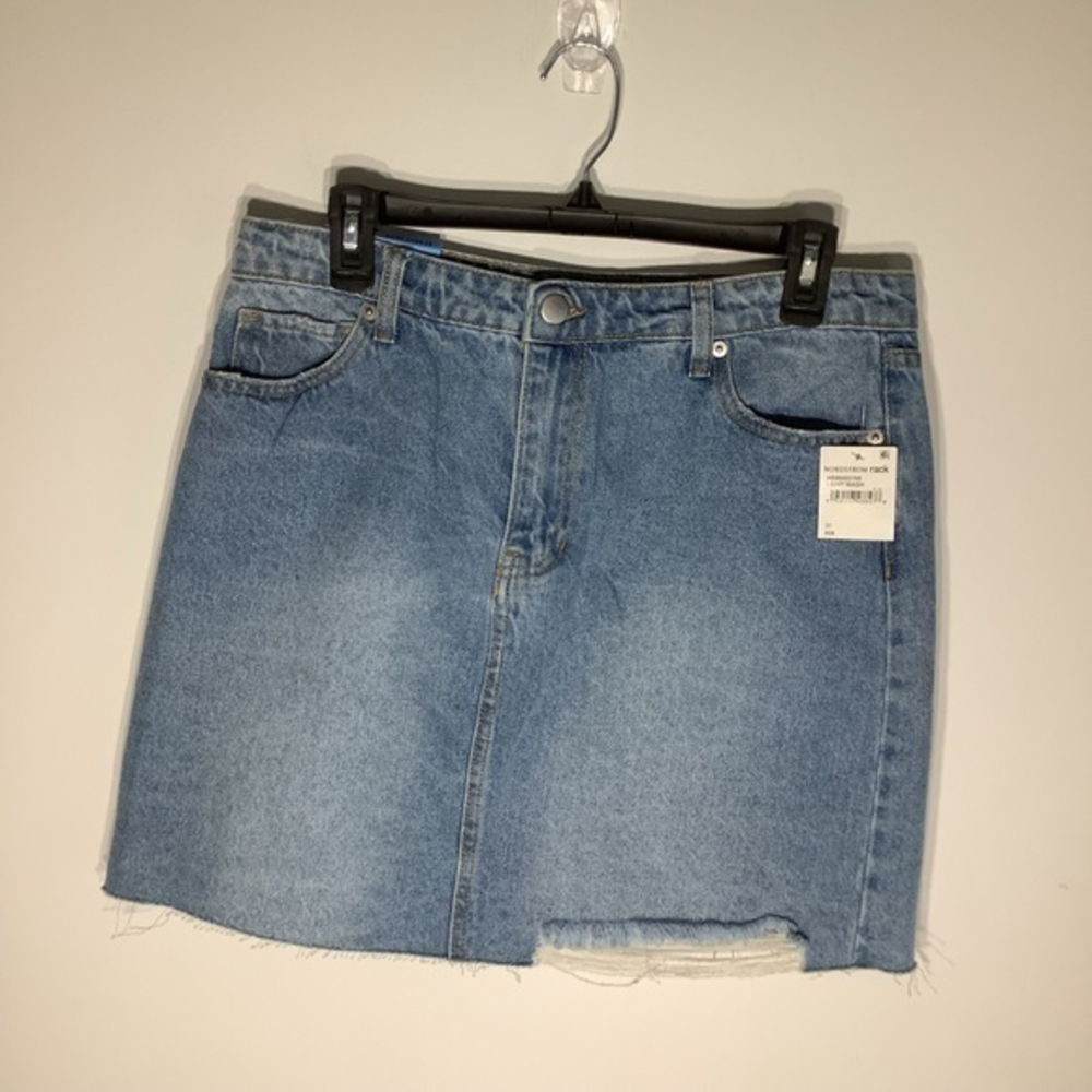 Abound Womens Distressed Denim Mini Skirt Size 31